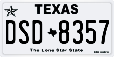 TX license plate DSD8357