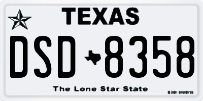 TX license plate DSD8358