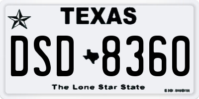TX license plate DSD8360
