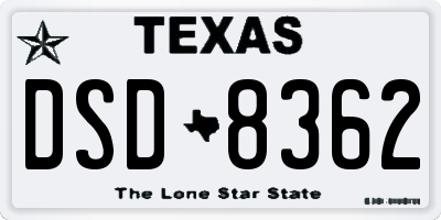 TX license plate DSD8362