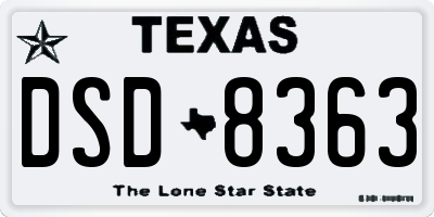 TX license plate DSD8363