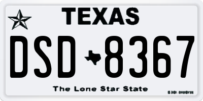 TX license plate DSD8367