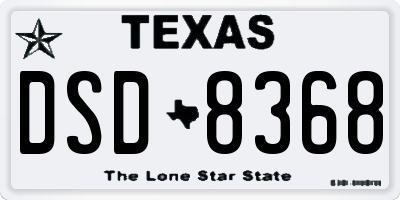 TX license plate DSD8368