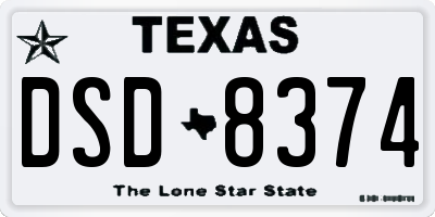 TX license plate DSD8374