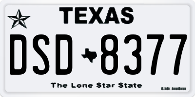 TX license plate DSD8377