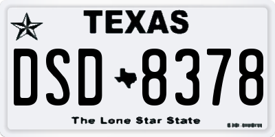 TX license plate DSD8378