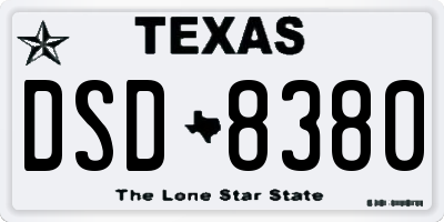 TX license plate DSD8380