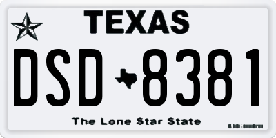 TX license plate DSD8381