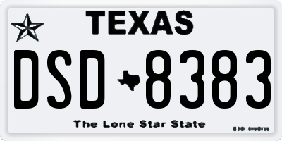 TX license plate DSD8383