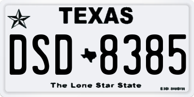 TX license plate DSD8385