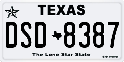 TX license plate DSD8387