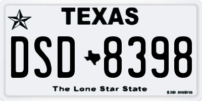 TX license plate DSD8398