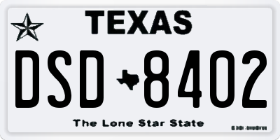 TX license plate DSD8402