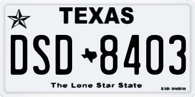 TX license plate DSD8403