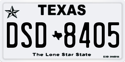 TX license plate DSD8405