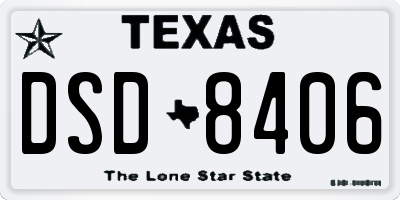 TX license plate DSD8406