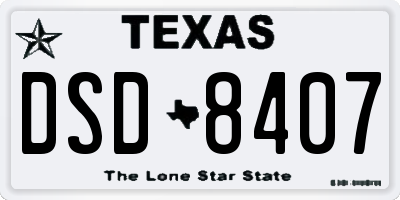 TX license plate DSD8407