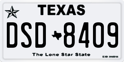 TX license plate DSD8409
