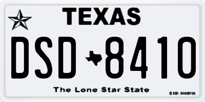 TX license plate DSD8410