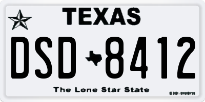 TX license plate DSD8412