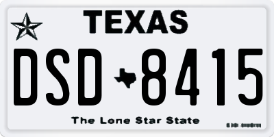 TX license plate DSD8415