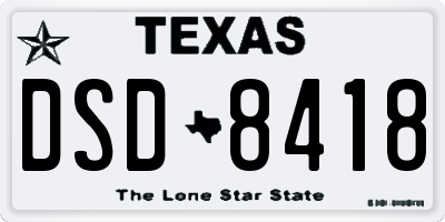 TX license plate DSD8418