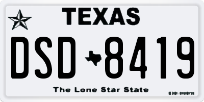 TX license plate DSD8419