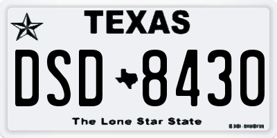 TX license plate DSD8430