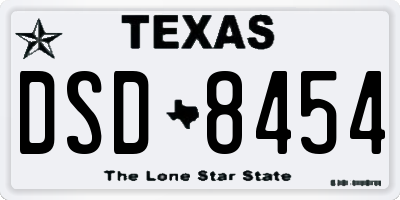 TX license plate DSD8454