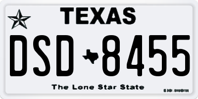 TX license plate DSD8455
