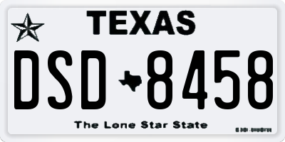 TX license plate DSD8458