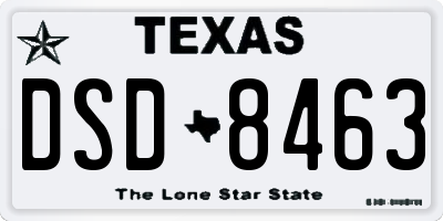 TX license plate DSD8463
