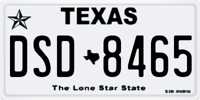 TX license plate DSD8465