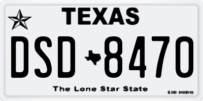 TX license plate DSD8470