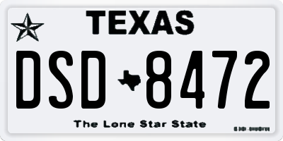 TX license plate DSD8472