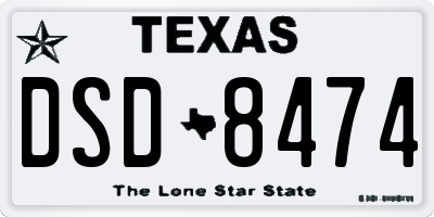 TX license plate DSD8474
