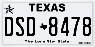 TX license plate DSD8478