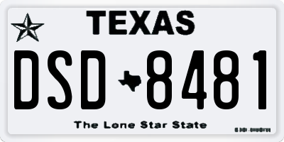 TX license plate DSD8481