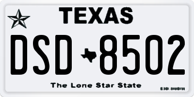 TX license plate DSD8502