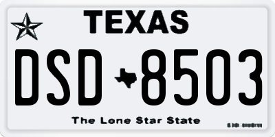 TX license plate DSD8503