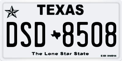 TX license plate DSD8508