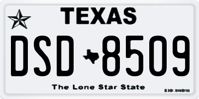 TX license plate DSD8509
