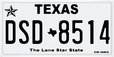 TX license plate DSD8514