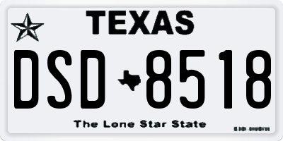 TX license plate DSD8518