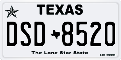 TX license plate DSD8520