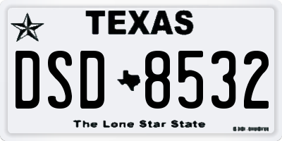TX license plate DSD8532