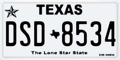TX license plate DSD8534