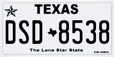 TX license plate DSD8538