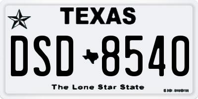 TX license plate DSD8540