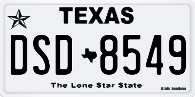TX license plate DSD8549